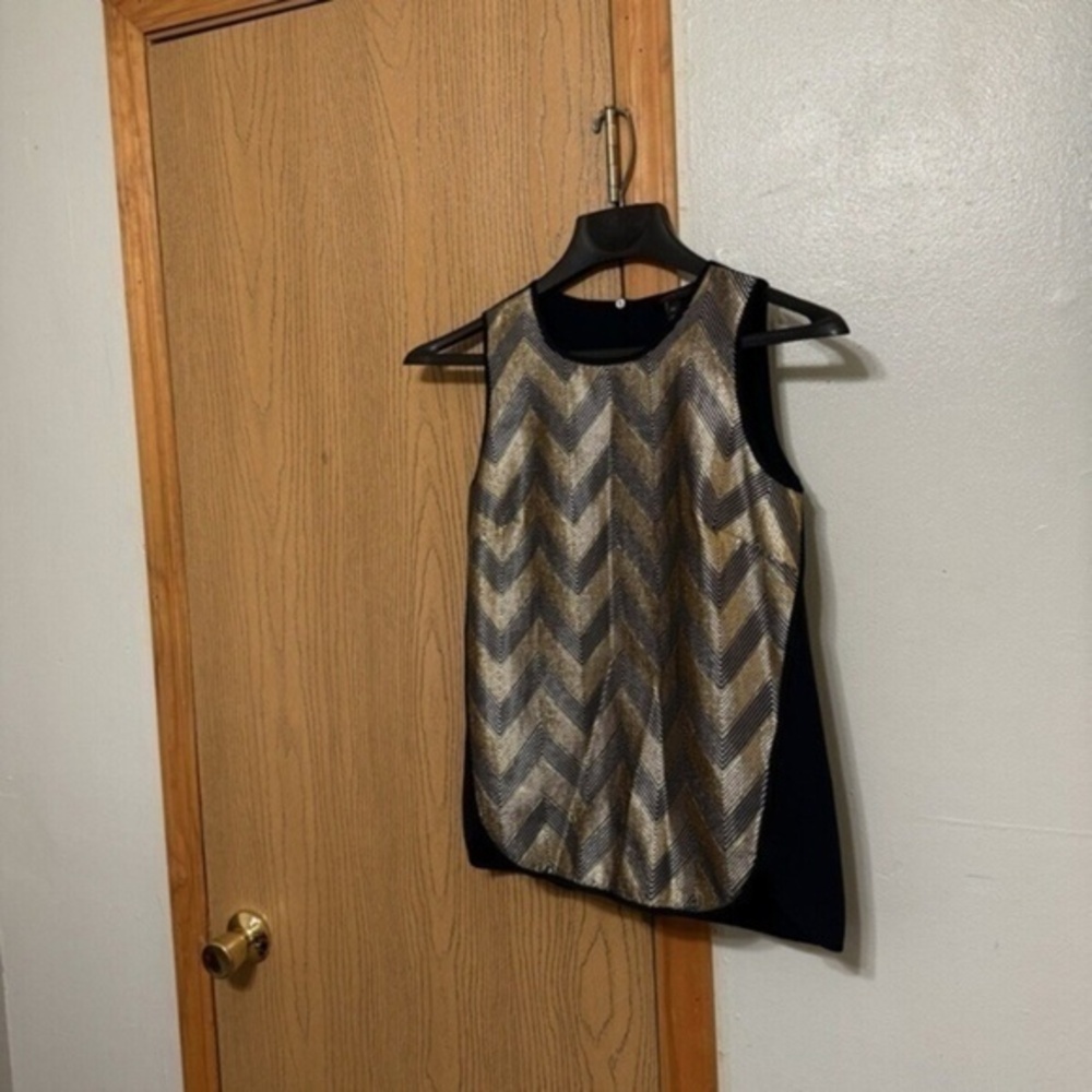 J. Crew Size 00 w/Metallic Chevron Print Wool Blend Sleeveless Blouse (B7932)